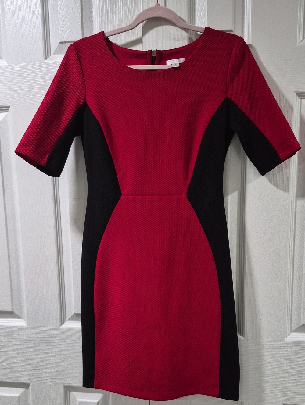Bisou Bisou Red and Black Colorblock Sheath Mini Dress